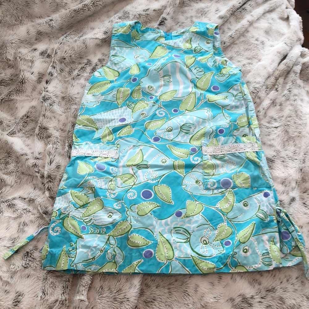 Fish pattern tie lily dress with cute pockets